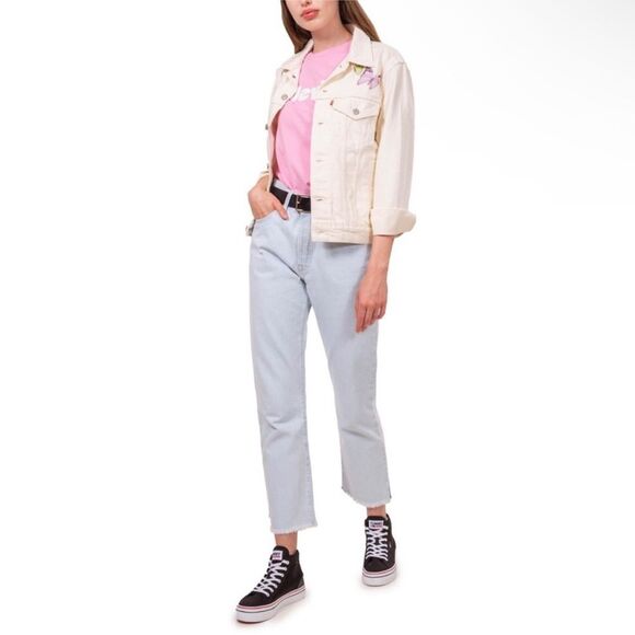 Levi's 501 Button Fly Cropped Straight Leg Split Hem Jeans Blue Size 27 x 26 - Picture 4 of 16